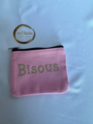 Porte monnaie rose " Bisous"