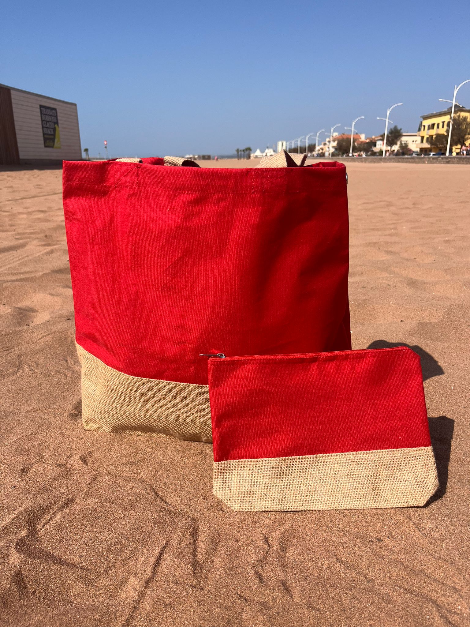 sac cabas unique avec pochette assortie personnalisable