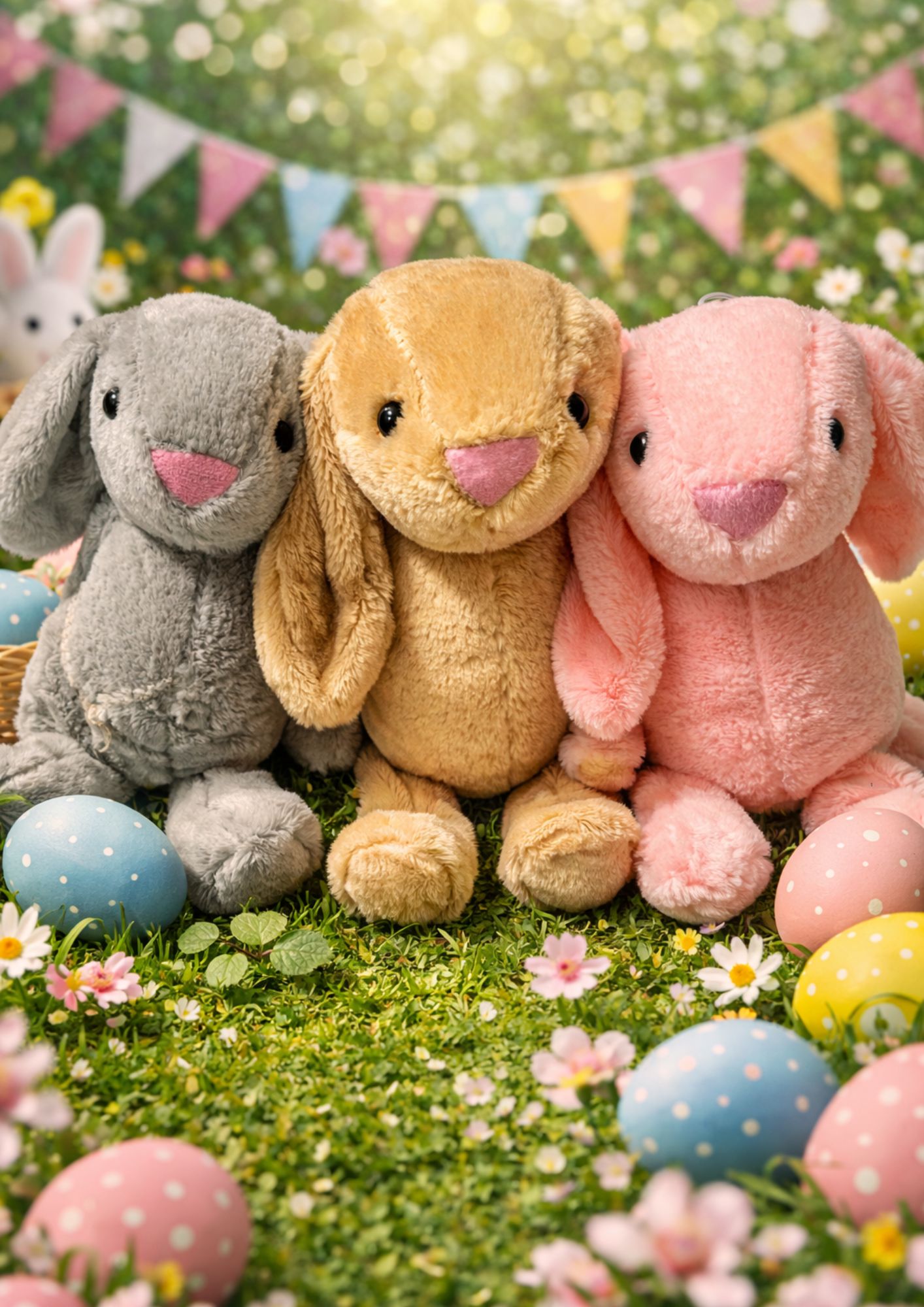 Sac de Pâques avec oreilles de lapin personnalisé + peluche lapin – Sac enfant pour chasse aux œufs – Image 3