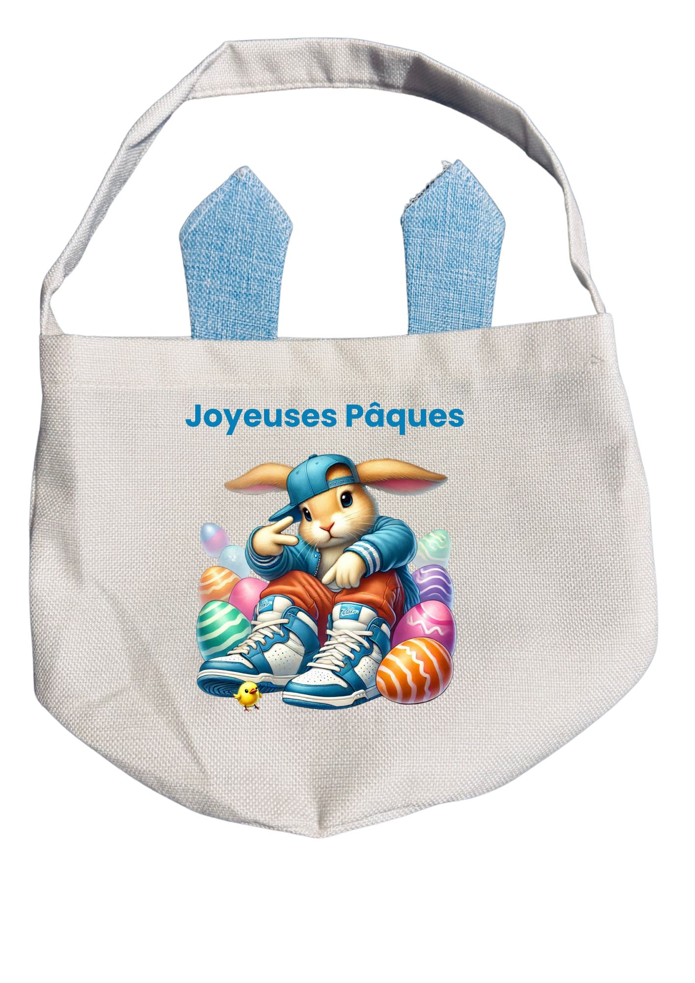 Sac de Pâques avec oreilles de lapin personnalisé + peluche lapin – Sac enfant pour chasse aux œufs – Image 14